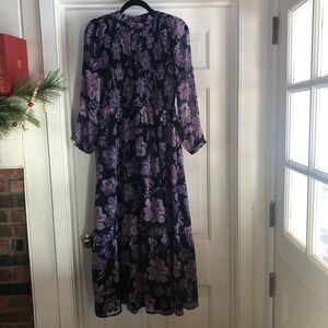 LOFT Smocked Long Sleeve Dress